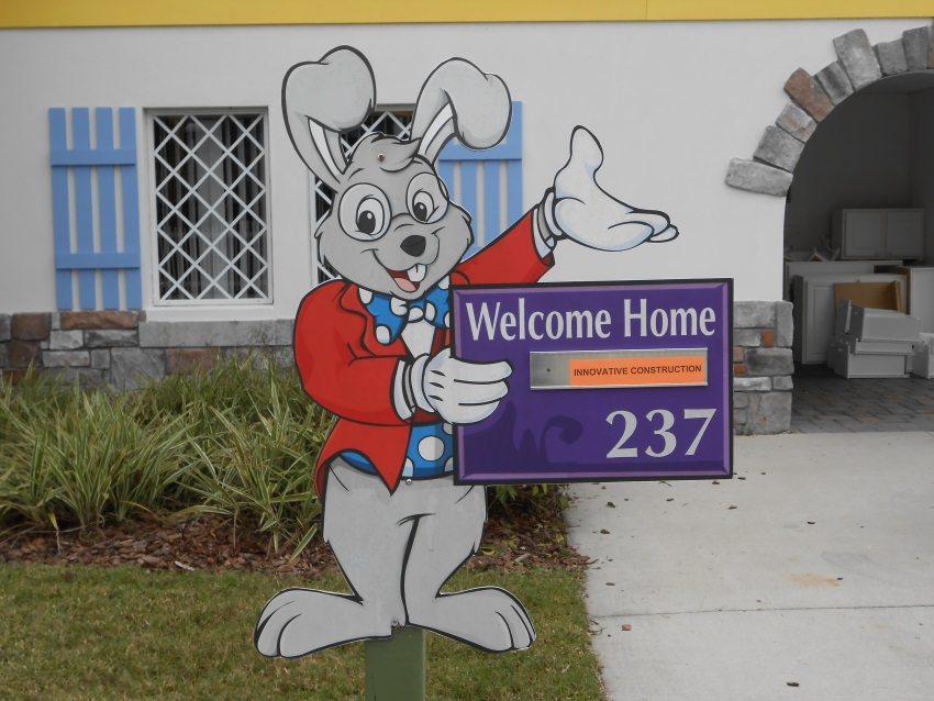Welcome Home sign outside villa 237 at Give Kids The World Village