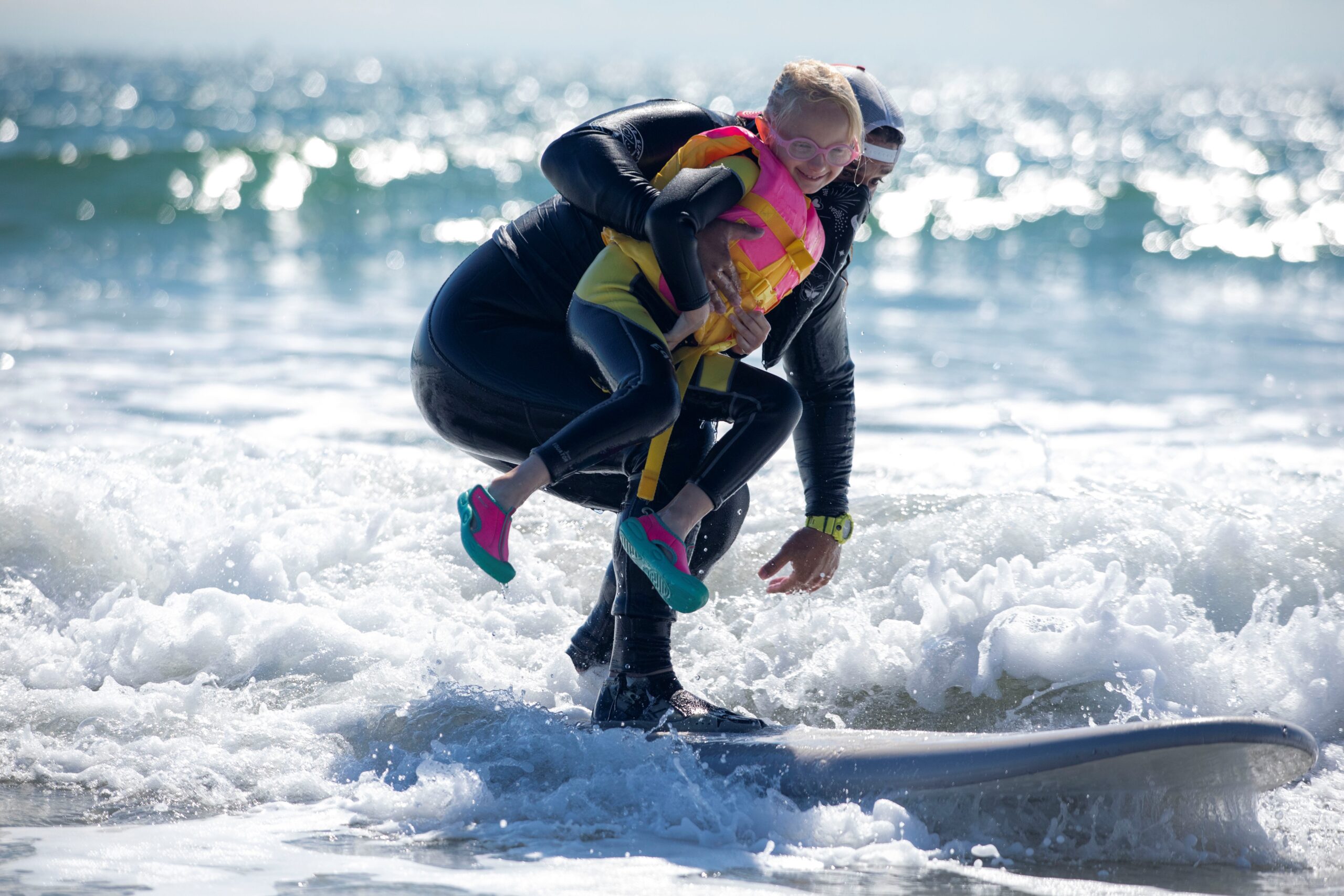 Gnome Surf adaptive surf therapy session on the beach